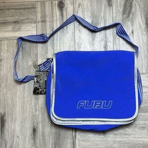 Vintage FUBU Womens Blue Striped Strap Crossbody Bag NWT